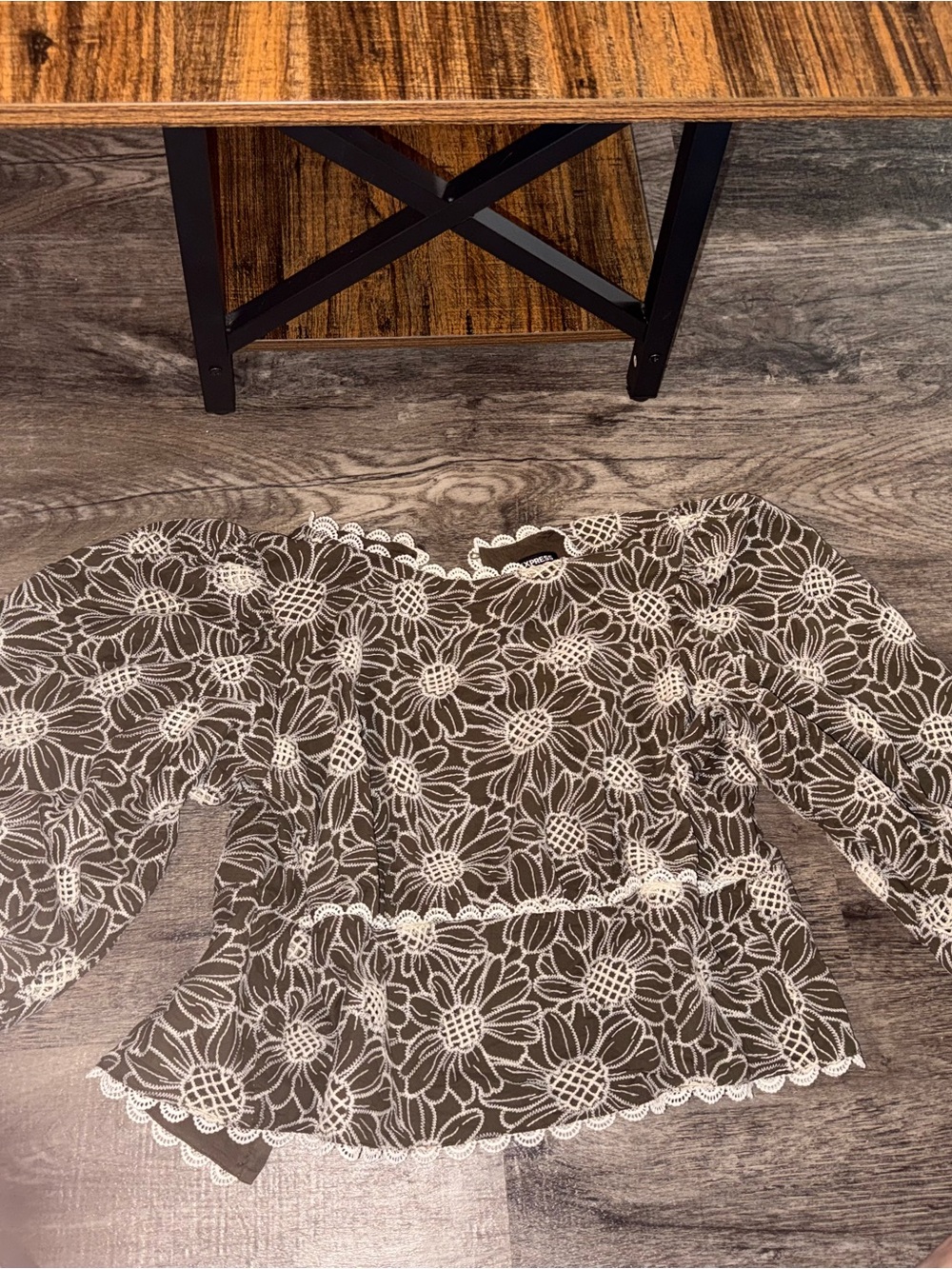 Express Open Back Embroidered Eyelet Sunflower Top